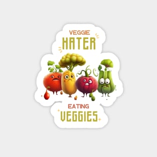 Veggie Hater Eating Veggies Sticker